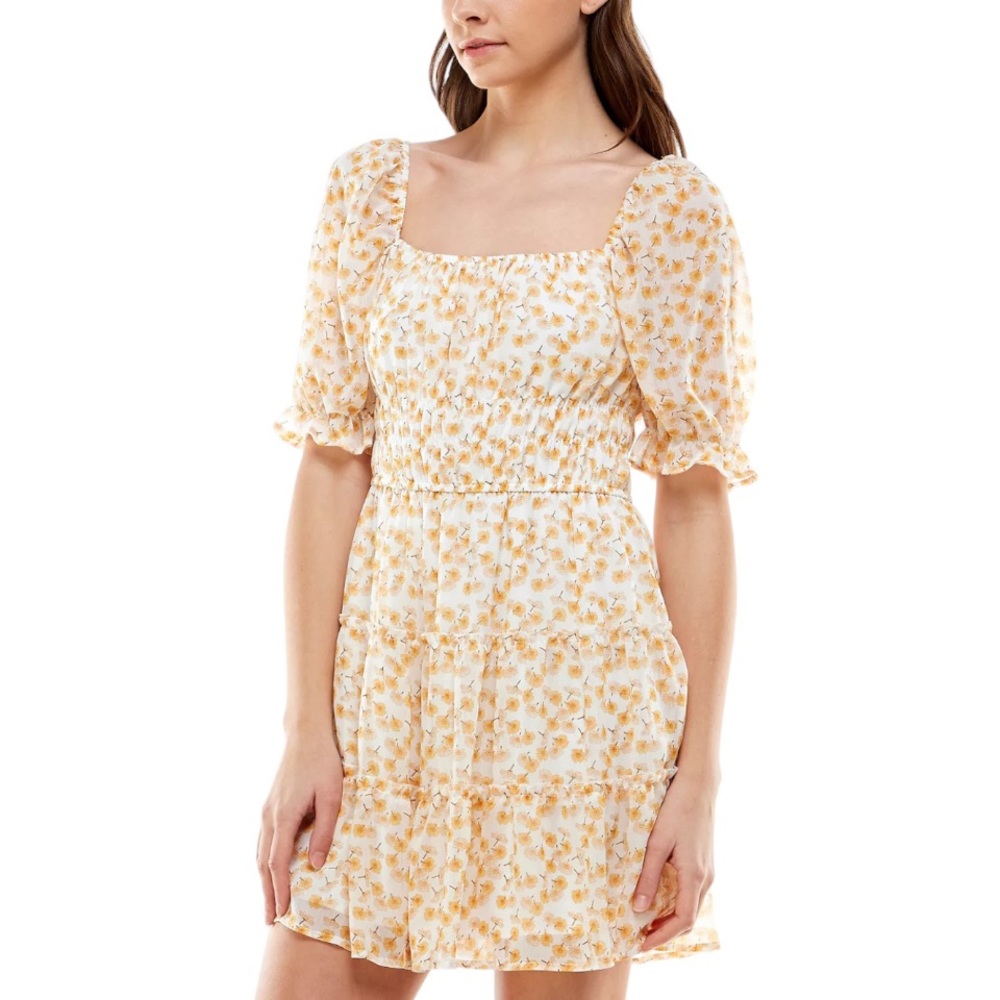 NWT | Trixxi | Floral-Print Ruched-Waist Tiered Dress | Size 1X